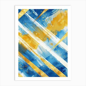 Abstract Blue And Gold Painting 1 Art Print