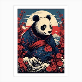 Panda Animal Drawing In The Style Of Ukiyo E 2 Art Print