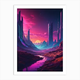 Sci-Fi cyber Landscape Art Print