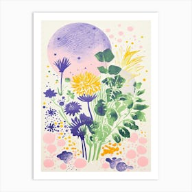 Abstract Botanical Risograph Style 5 Art Print