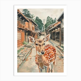 Nara Japan 2 Retro Illustration Art Print