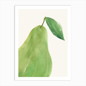 Green Pear Big Watercolor Painting Minimalist Kitchen Print Art Print