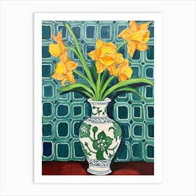 Flowers In A Vase Still Life Painting Daffodil 1 Art Print