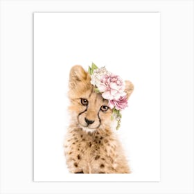 Peekaboo Floral Cheetah Art Print