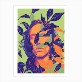 Leaves And Man Art Print