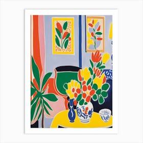 Vase Of Flowers Matisse Style Art Print