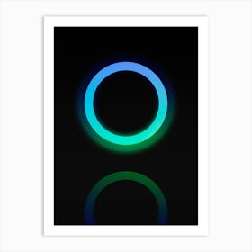 Neon Blue and Green Abstract Geometric Glyph on Black n.0060 Art Print