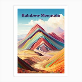 Rainbow Mountain Tourist Attraction Travel Illustration Art Print