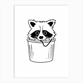 A Minimalist Line Art Piece Of A Cozumel Raccoon 3 Art Print