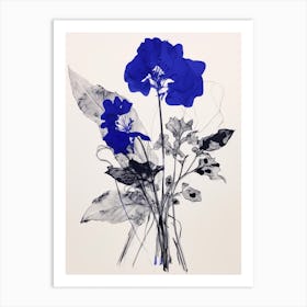 Blue Botanical Lilac 3 Art Print
