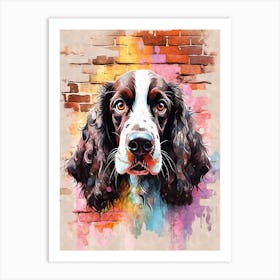 Aesthetic English Springer Spaniel Dog Puppy Brick Wall Graffiti Artwork Art Print