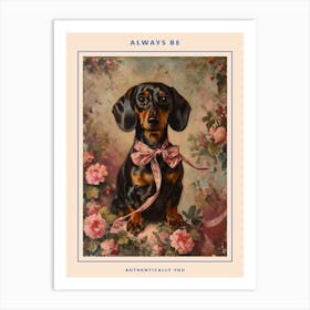 Dachshund In A Bow Kitsch Portrait Poster Art Print