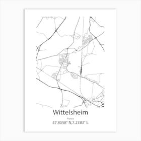 Wittelsheim,France Minimalist Map Art Print