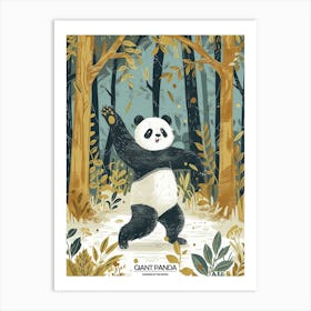 Giant Panda Dancing In The Woods Poster 4 Art Print