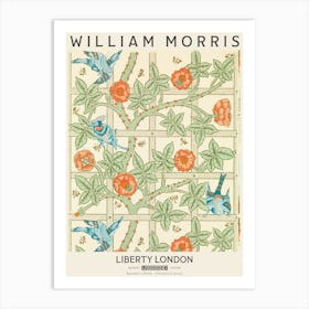 Liberty Print William Morris Trellis Blue Birds Art Print