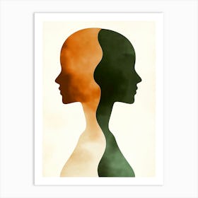 Silhouette Of Two Women Art Print