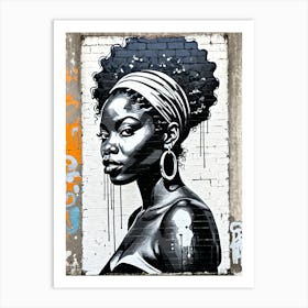 Vintage Graffiti Mural Of Beautiful Black Woman 135 Art Print