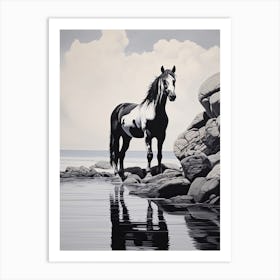 A Horse Oil Painting In Boulders Beach, South Africa, Portrait 4 Art Print