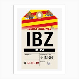 Ibiza (IBZ) Spain Vintage Airline Luggage Tag Art Print