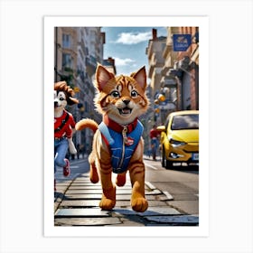 Puppy Running On The Street Art Print