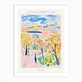 Poster Of Vienna, Dreamy Storybook Illustration 1 Art Print