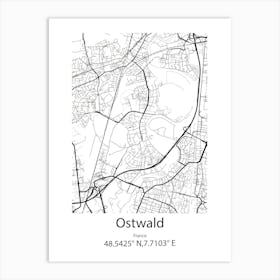 Ostwald,France Minimalist Map Art Print