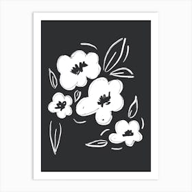 Flower Bouquet 3 Black White Art Print