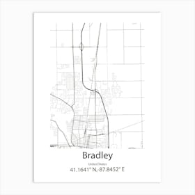 Bradley Gardens,United States Minimalist Map Art Print