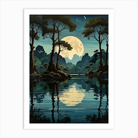 William Morris Full Moon Over The Water Art Print