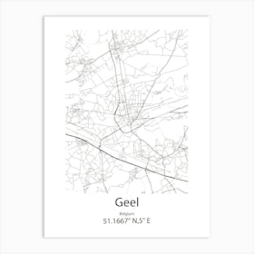 Geel,Belgium Minimalist Map Art Print