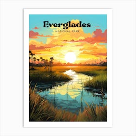 Everglades National Park Florida Mangrove Travel Art Illustration Art Print