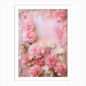 Pink Carnations On Lace 2 Art Print