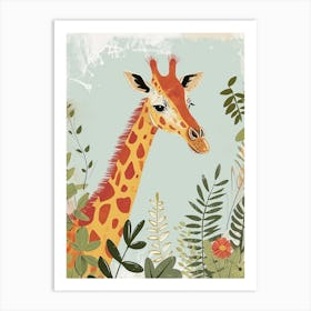 Portrait Of Giraffe Face Colourful Portrait 1 Art Print