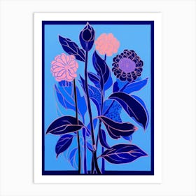 Blue Flower Illustration Globe Amaranth 3 Art Print