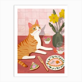 Cat And Pizza 2 Art Print