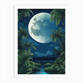 Full Moon In The Jungle 10 Art Print