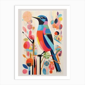 Colourful Scandi Bird Swallow 3 Art Print