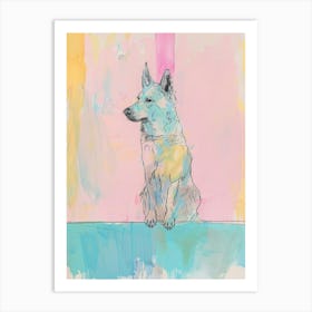 Pastel Schipperke Dog Pastel Line Illustration  2 Art Print