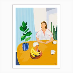 Woman At The Table Art Print