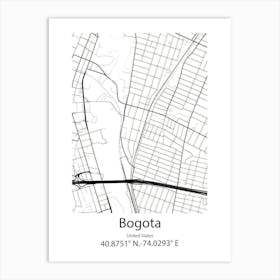 Bogota,United States Minimalist Map Art Print