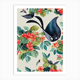 Manta Ray Vintage Graphic Watercolour Art Print