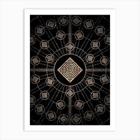 Geometric Glyph Radial Array in Glitter Gold on Black n.0436 Art Print