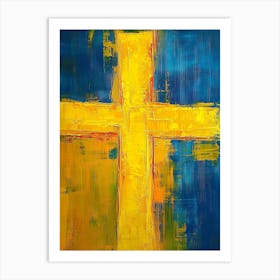 Yellow Abstract Cross Art Print