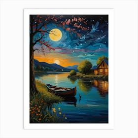 Night By The Lake 7 Art Print