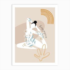 Yoga Woman. Boho Yoga Girl & Flowers — boho poster, boho wall art Art Print