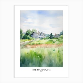 The Hamptons 8 Watercolour Travel Poster Art Print
