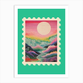 Colorful Mountains Stamp Art Print