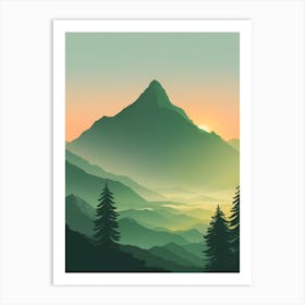 Misty Mountains Vertical Composition In Green Tone 155 Art Print