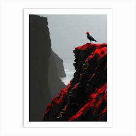 Red Bird On Cliff Art Print