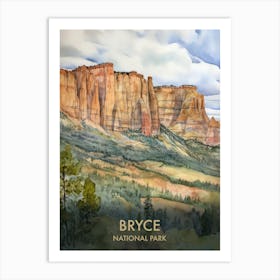 Bryce Canyon National Park Watercolour Vintage Travel Poster 3 Art Print